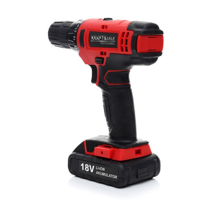 SET Masina insurubat si gaurit pe acumulator POLSKI K1566, 1350RPM, include 1 acumulator 18V, 6 burghie si 6 biti