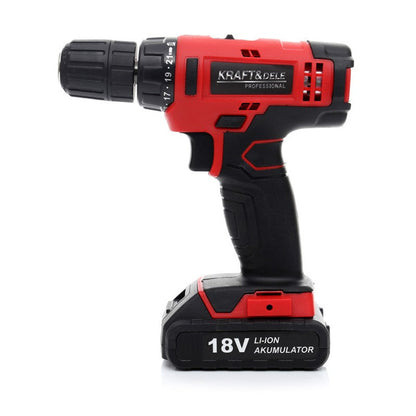 SET Masina insurubat si gaurit pe acumulator POLSKI K1566, 1350RPM, include 1 acumulator 18V, 6 burghie si 6 biti