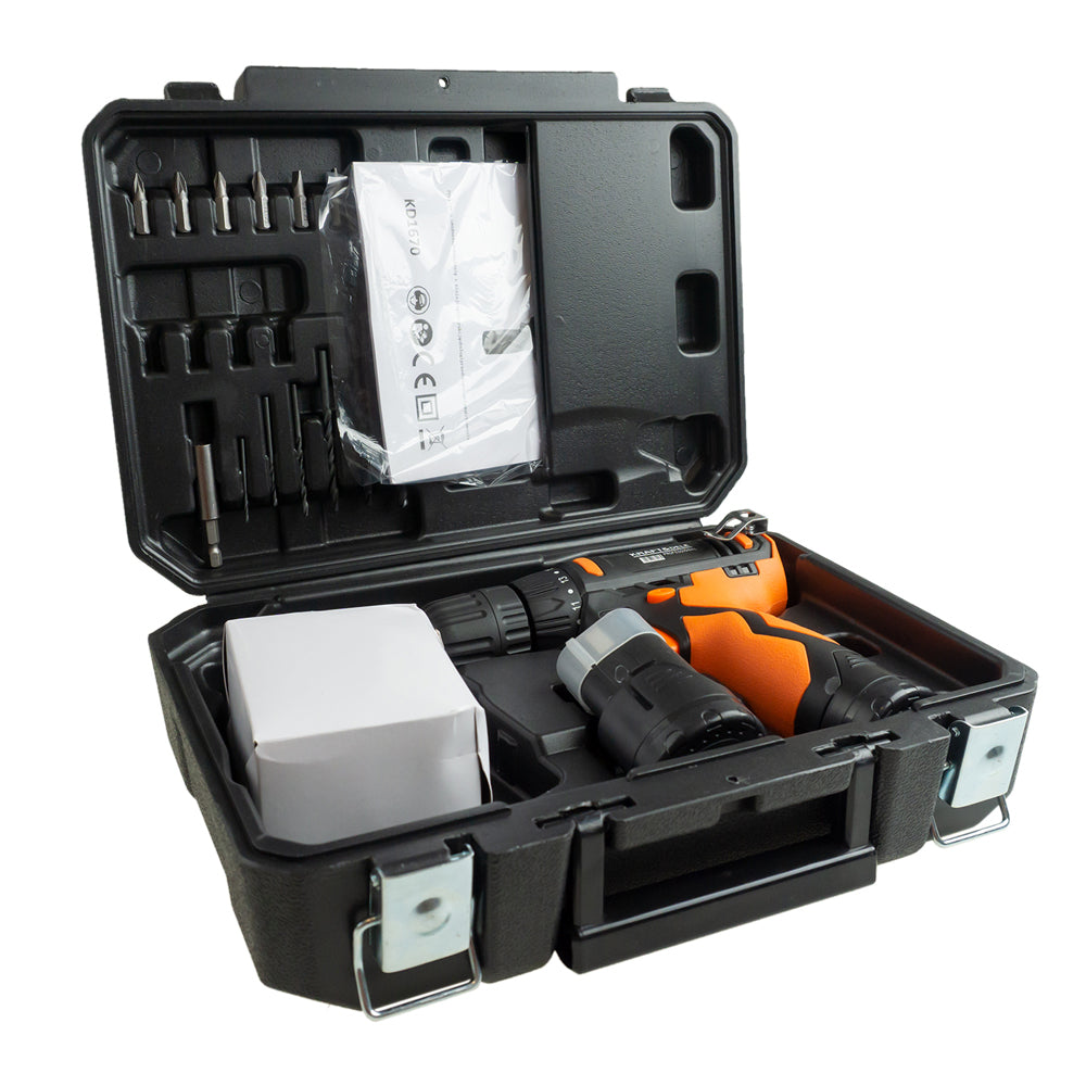 SET Surubelnita cu acumulator POLSKI K1670, include 2 acumulatori 12 V, 6 burghie si 6 biti incluse