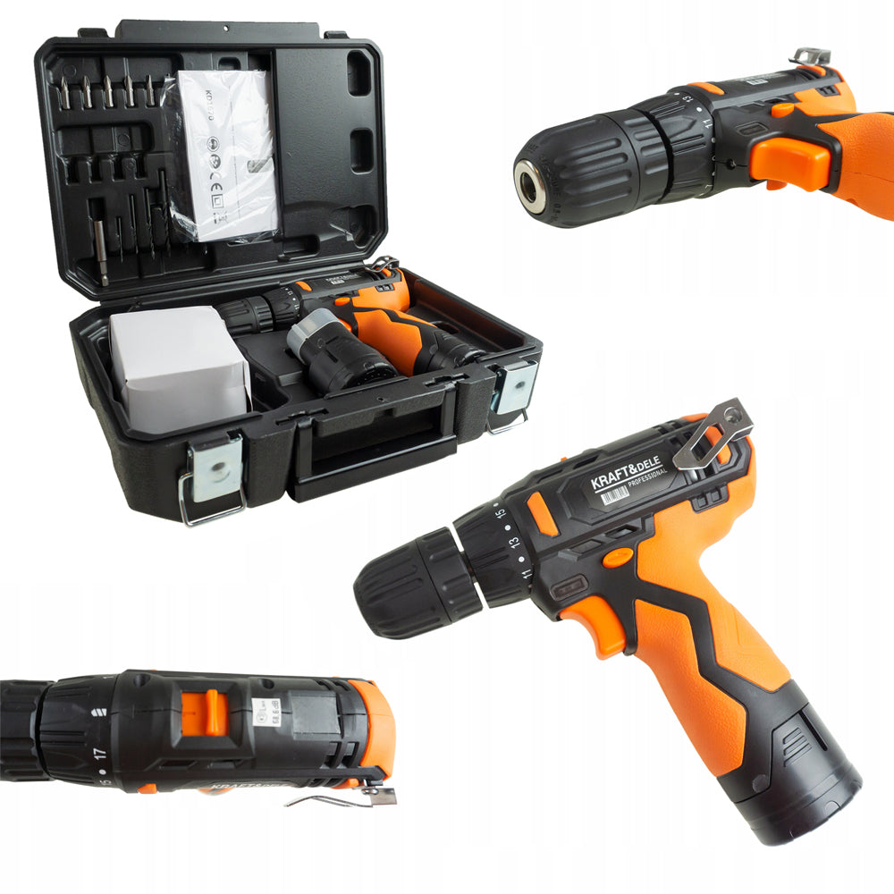 SET Surubelnita cu acumulator POLSKI K1670, include 2 acumulatori 12 V, 6 burghie si 6 biti incluse