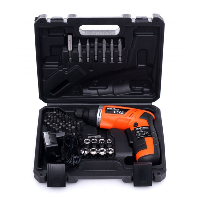 SET Surubelnita electrica pe acumulator POLSKI K1577, include 1 acumulator 3.6 V, 6 tubulare si 30 biti