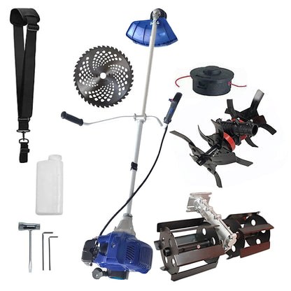 SET MECANIZARE GRADINARIT: PRASITOARE & CULTIVATOR benzina, NUOVO-BLUe Fuel-Economy 6CP, accesorii taiat iarba incluse si vidia