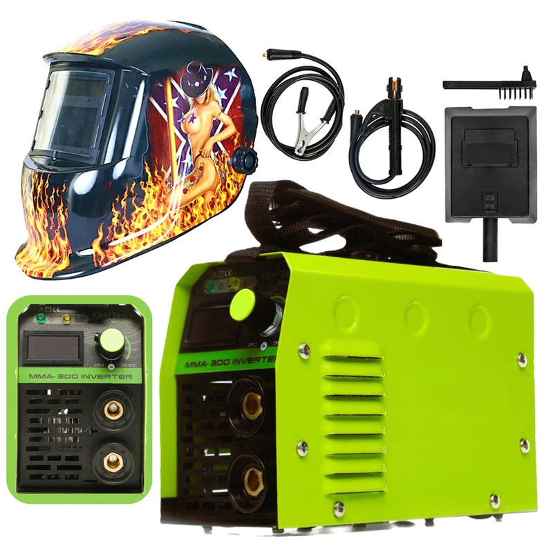 *PROMO* SET WeldEXPERT SUDURA CU ELECTROD, 1862-37107, Aparat Sudura Invertor MMA-300A + Masca Automata Personalizata SUPERHOT-FLAMES