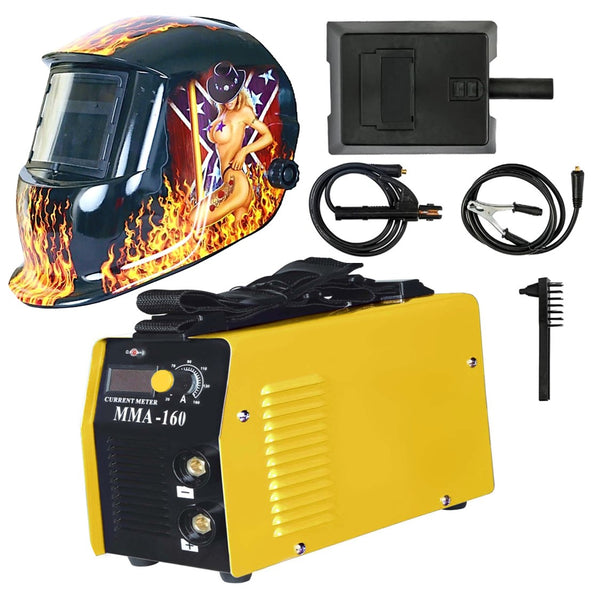 SET WeldEXPERT SUDURA CU ELECTROD, GPY160-37107, din Aparat sudura Invertor MMA 160A, + Masca Automata Personalizata SUPERHOT-FLAMES