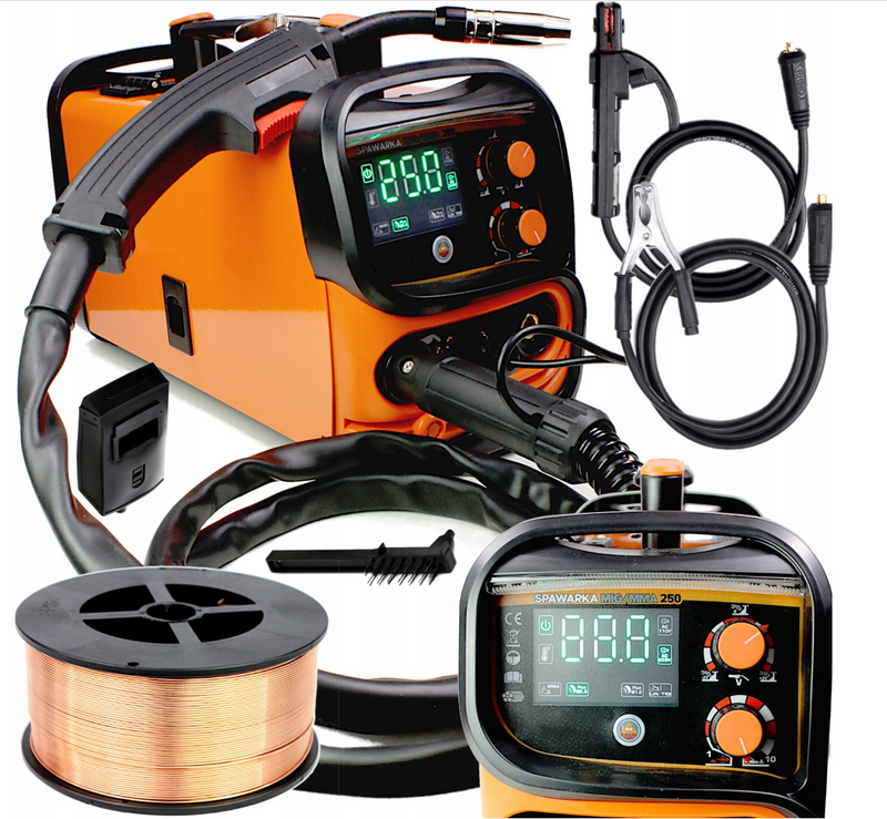 Aparat de sudura cu sarma, Kraft&Dele KD1875, MIG-MAG/MMA, 250A, Portocaliu, Accesorii incluse ( PRODUS RESIGILAT )