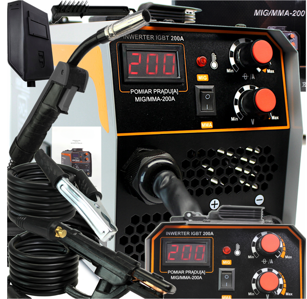 Aparat de sudura cu sarma VOKNER 1872, MIG-MAG/MMA, 200A, gri, Accesorii incluse