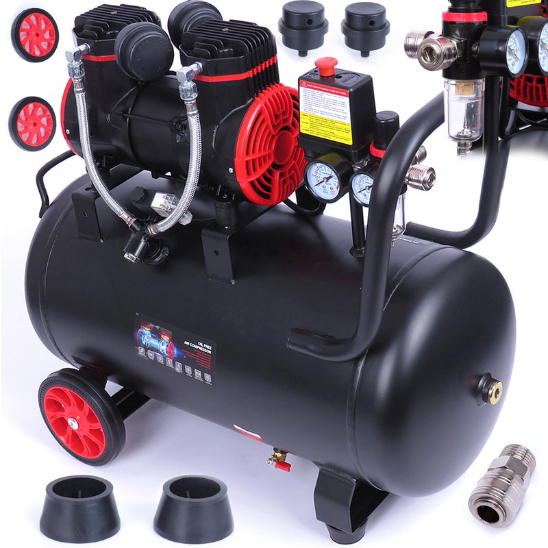 Set Compresor aer fara ulei Kraft&Dele KD1391, 50L, 230V, 1500W, 8Bar, 290L/min, silentios + Kit 5 accesorii premium