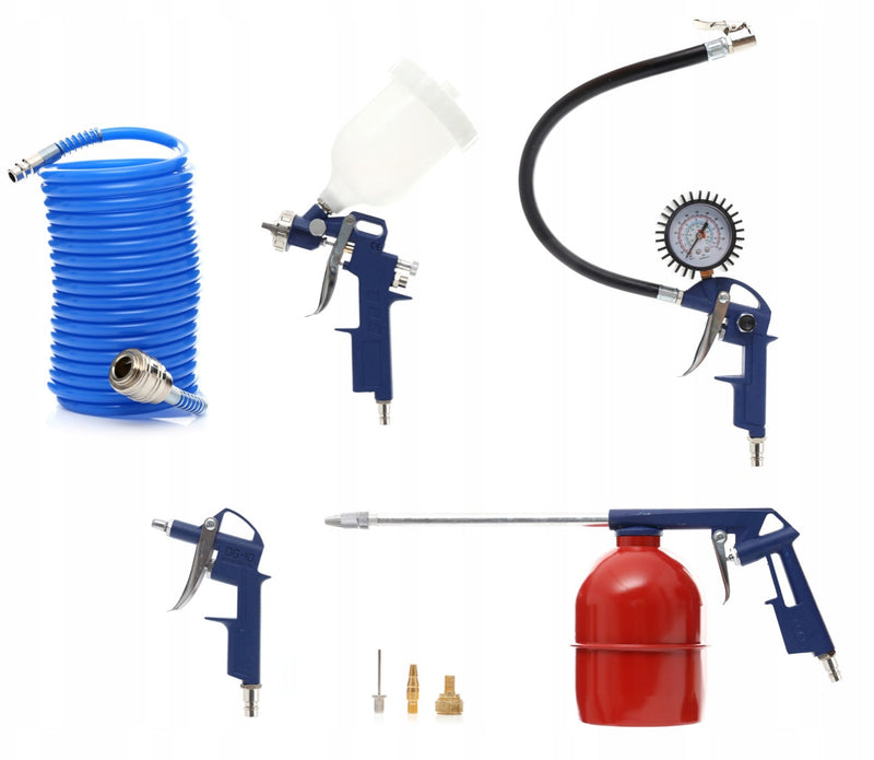 SEZONUL-OFERTELOR la Kit Compresor aer fara ulei VOKNER 1418, 50L, 230V, 1500W, 10Bar, 240L/min, silentios + Set 8 Accesorii