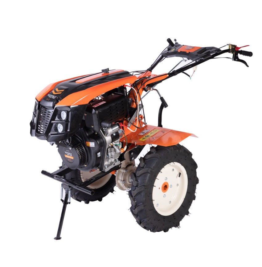 Motocultor Detoolz DZ-M127 10CP, motor DIESEL 4 timpi, cu plug reversibil mare + roti metal, NOB