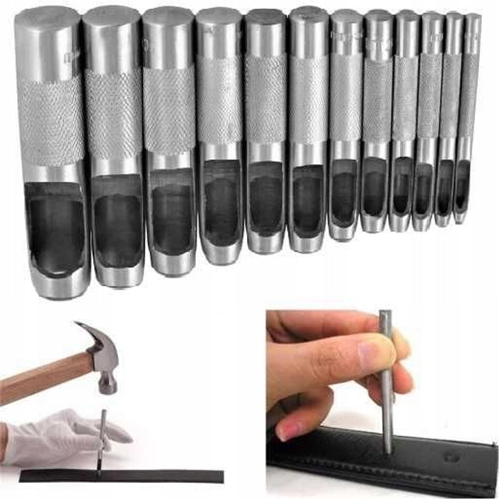 Set 12 preducele metalice, gaurire piele si textile, dimensiuni variate 3-19mm, POLSKI K11202, Poza1