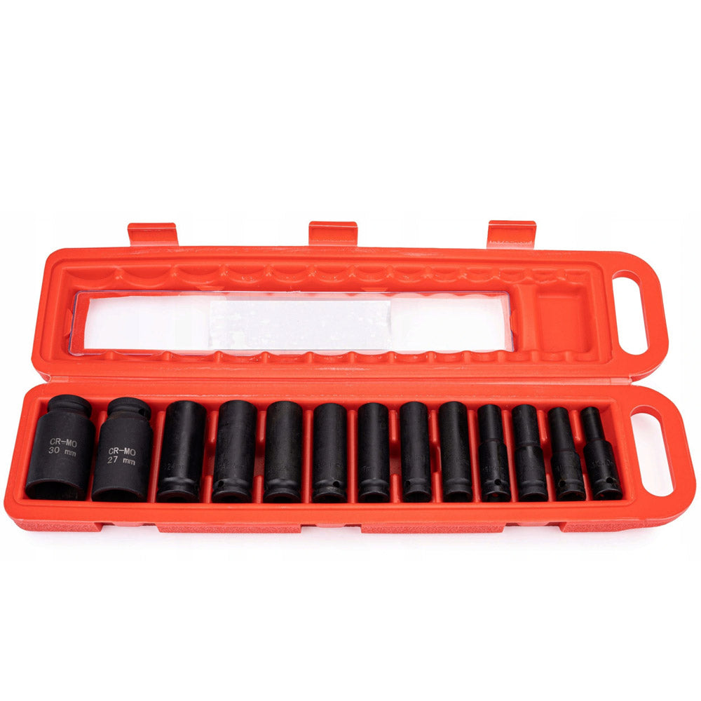 Set 13 CHEI Tubulare prize cu impact POLSKI K10521, Drive interior 1/2", 10-30mm, valiza transport inclusa