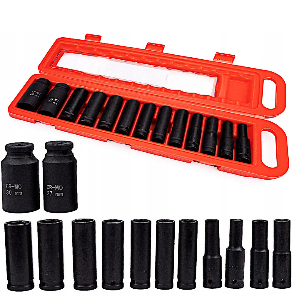 Set 13 CHEI Tubulare prize cu impact POLSKI K10521, Drive interior 1/2", 10-30mm, valiza transport inclusa