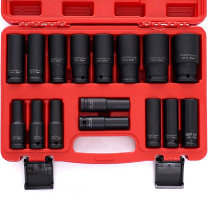 Set 16 CHEI Tubulare prize cu impact POLSKI K10531, Drive interior 1/2", 10-32mm, valiza transport inclusa