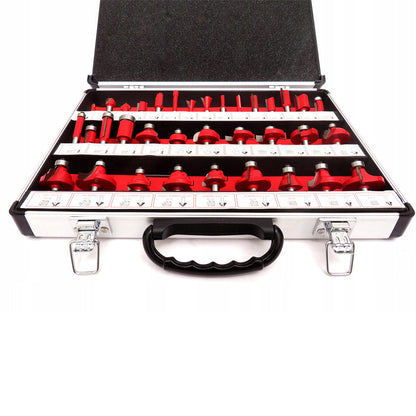 Set 35 freze pentru lemn, diferite forme si profile, ax prindere 8mm, cutie aluminiu, POLSKI K10280, Poza5