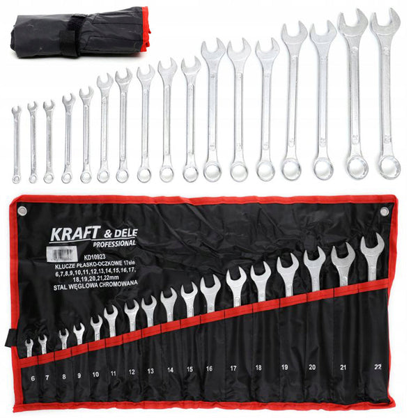 Set de chei combinate, 17 piese, KRAFTSON % Import Polonia %  10923, 6-22MM