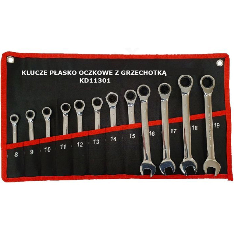 Set de chei combinate cu clicket, 12 piese, KRAFTSON % Import Polonia %  11301, 8-19MM