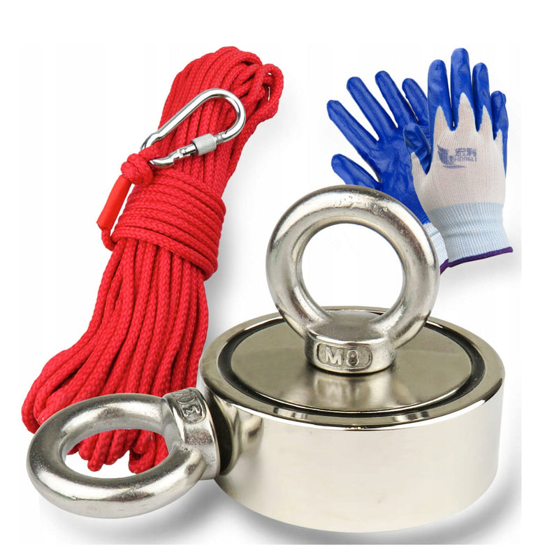 *OFERTELE-IEPURASULUI* Set magnet neodim KRAFTSON % Import Polonia %  10415, 140kg, cu carabiniera, franghie si manusi