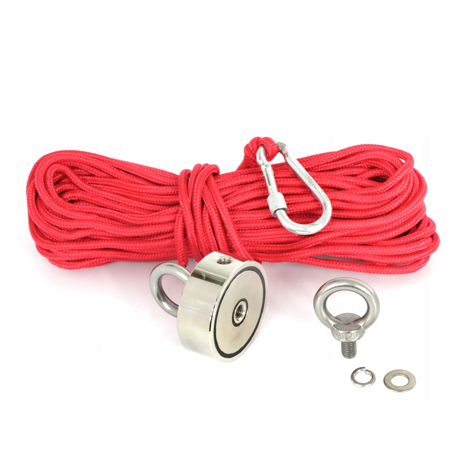 Set magnet neodim POLSKI K10415, 140kg, cu carabiniera, franghie si manusi