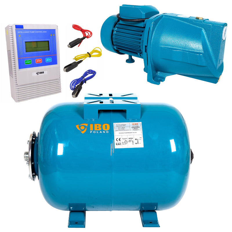 Set Hidrofor 50L cu Pompa hidrofor IBO Dambat JSW150, 1.5kW, debit 80l/min cu Panou comanda inteligent cu senzori nivel M121