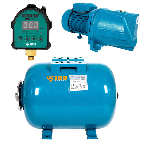 Set Hidrofor 50L cu Pompa hidrofor IBO Dambat JSW150, 1.5kW, debit 80l/min cu Presostat electronic inteligent DIG IBO