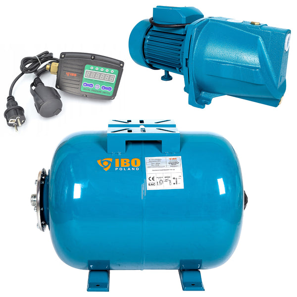 Set Hidrofor 50L cu Pompa hidrofor IBO Dambat JSW150, 1.5kW, debit 80l/min cu Presostat electronic inteligent PRESS SX