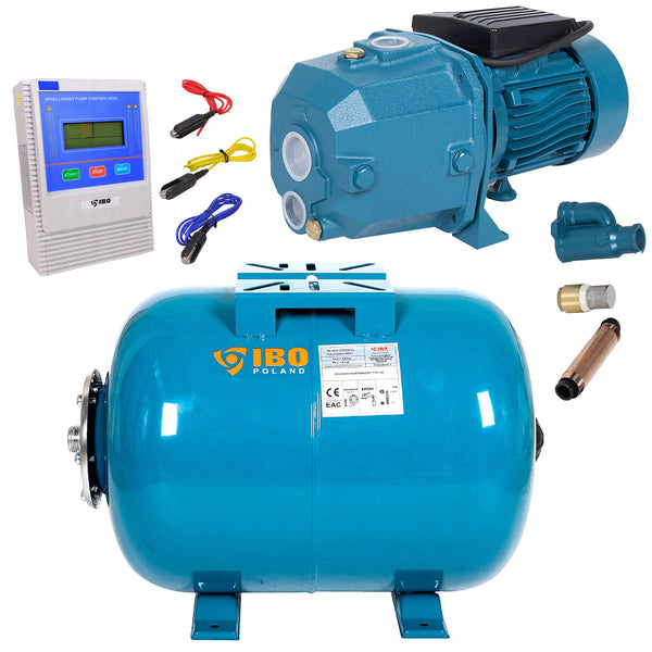 Set Hidrofor 50L cu Pompa suprafatacu ejector IBO Dambat DP355, 1.1kW, cu Panou comanda inteligent cu senzori nivel M121