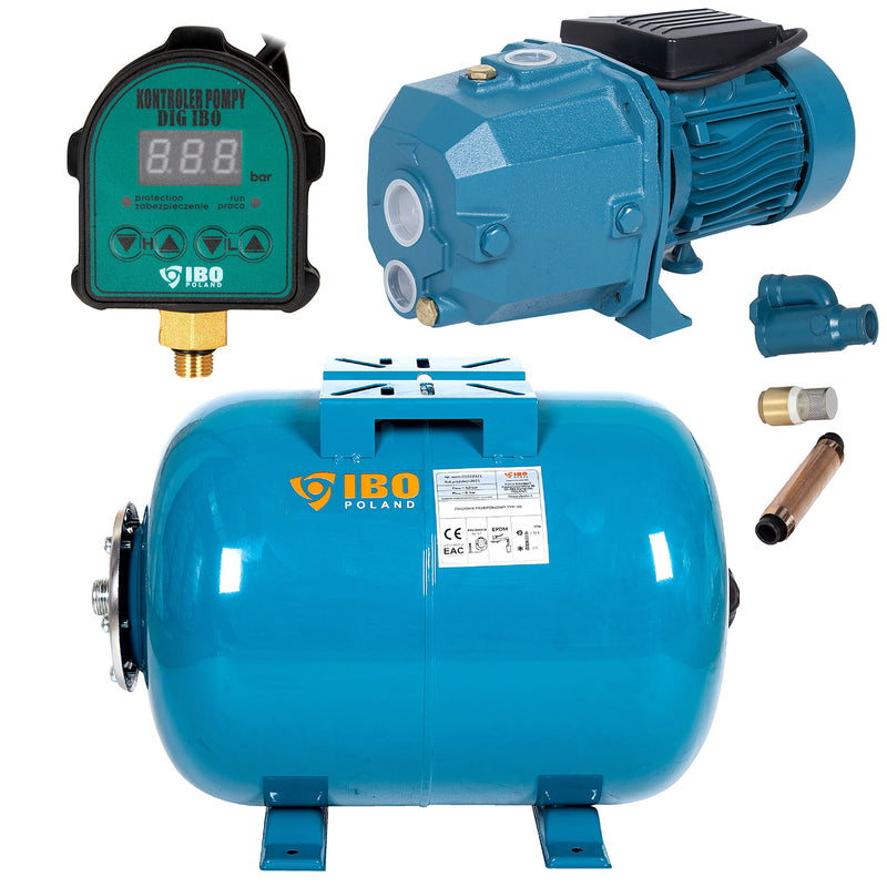 Set Hidrofor 50L cu Pompa suprafatacu ejector IBO Dambat DP355, 1.1kW, cu Presostat electronic inteligent DIG IBO