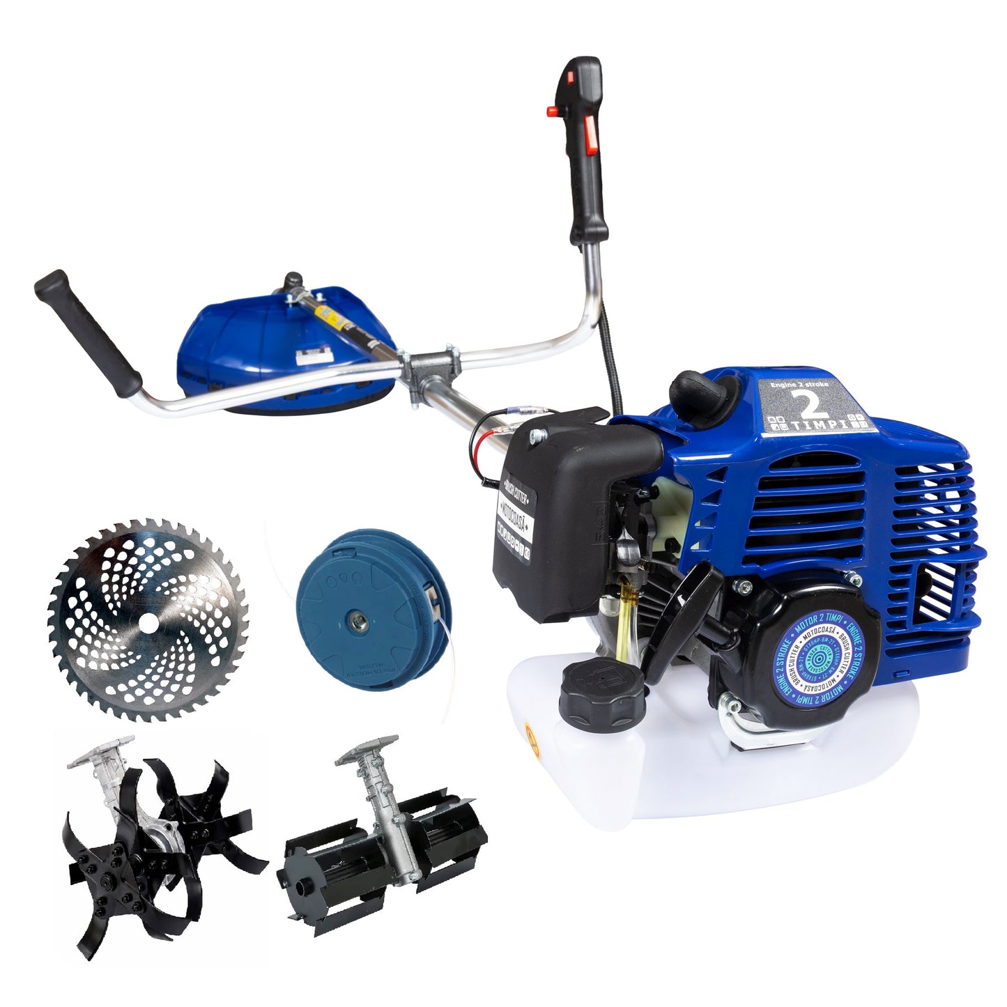 Set Motocoasa KASNIKA GTX6HP-BM-2T, BLUE, 9.5CP + Cap Cultivator + Cap Prasitoare + Extra disc vidia CADOU