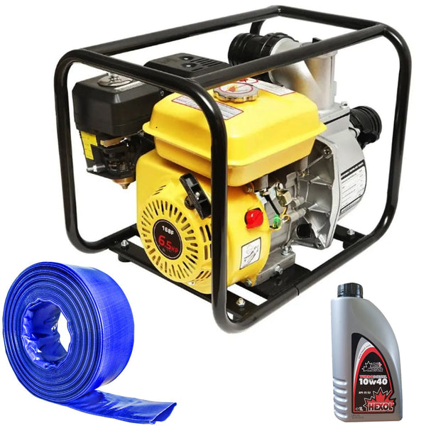 *OFERTELE-IEPURASULUI* Set Motopompa apa, 3 Toli, 60m3/Ora, Refulare 28m, cu Furtun PVC 50m, Ulei 4T