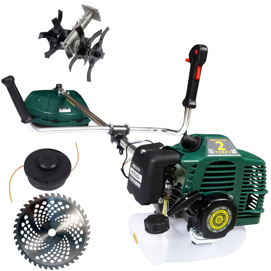 Set Motocoasa LIDERMAN GTO6HP-BM-2T, GREEN-Racing, 9.7CP + Cap Cultivator + Extra Disc Vidia CADOU
