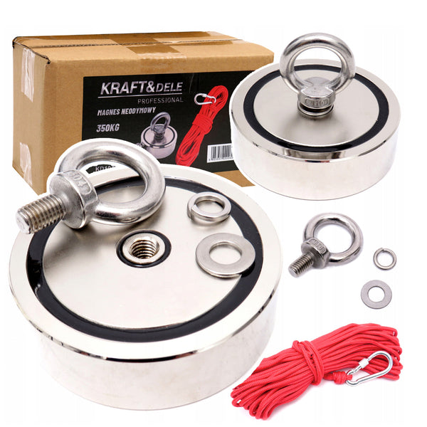 *OFERTELE-IEPURASULUI* Magnet neodim Kraft&Dele KD10419, 350kg, cu carabiniera si franghie, Profesional
