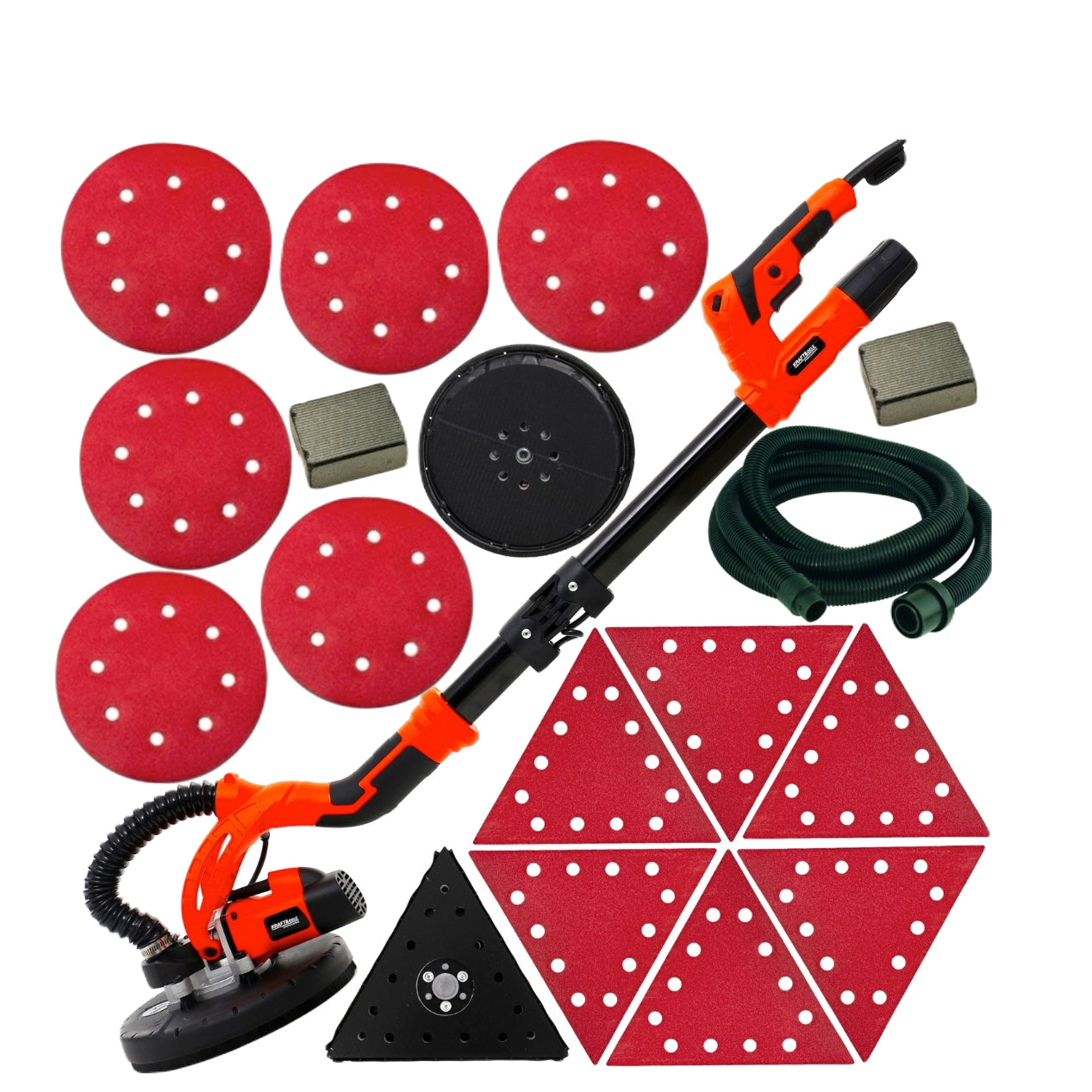 *OFERTE-DE-VARA* Set Slefuitor pereti girafa cu aspirator Kraft&Dele KD1542, 710W, 225mm + Aspirator umed uscat industrial fara sac 5156, 1400W, 25L, cu priza scule
