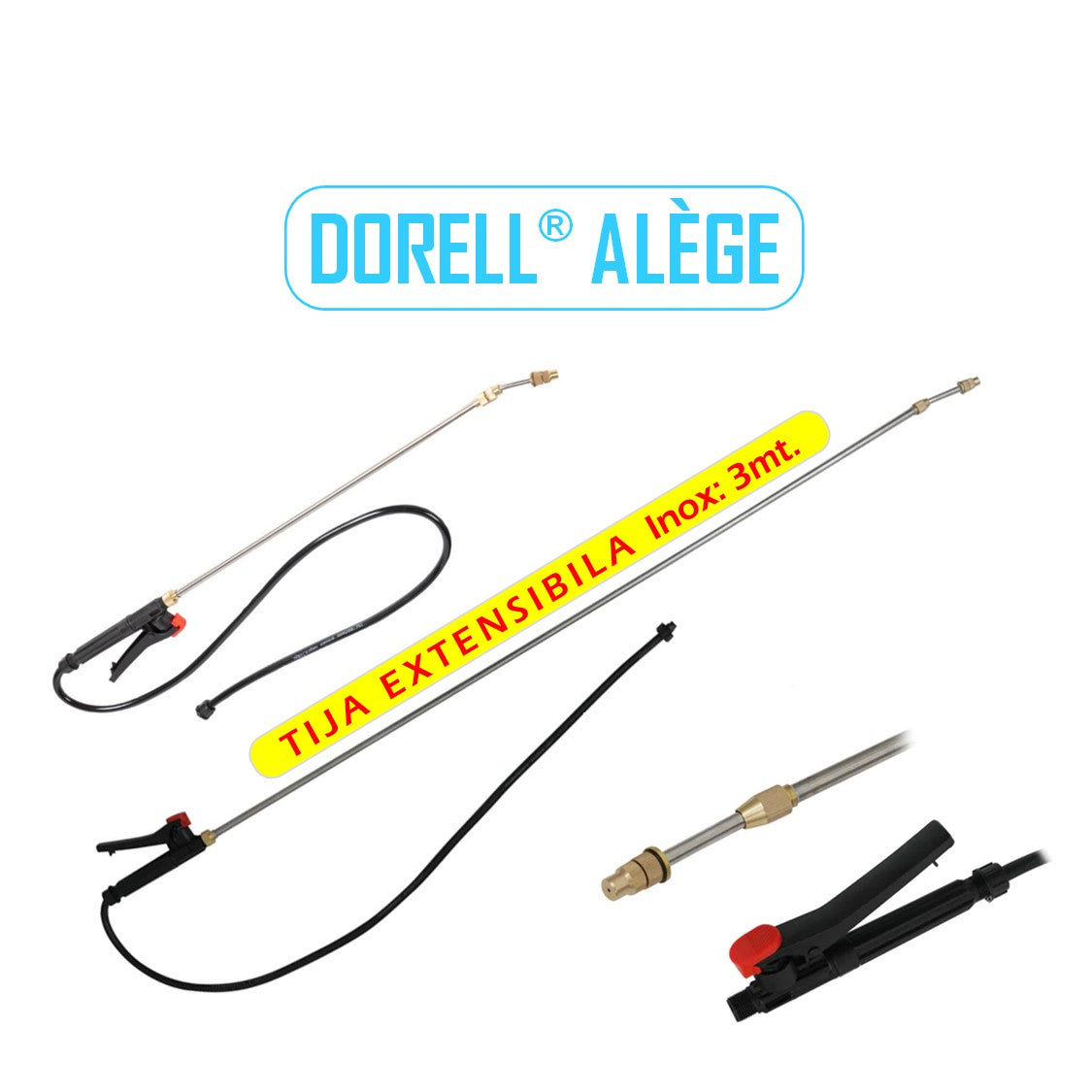 Pompa Stropit Pomi Dorell Alege, Electrica cu Acumulator, volum 12 Litri - TIJA INOX Extensibila 3 metri 