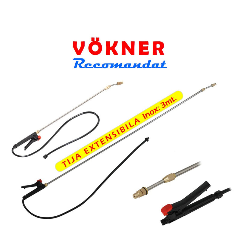 *BuzZ* SET VERMOREL 12L Electric cu Acumulator, VERDE, tija extensibila 1m, + TIJA INOX Extensibila 3 Metri - VÖKNER Recomandat