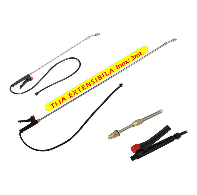 *BLACK-FRIDAY* SET DEZMAN Șprițuitor 12 Litri, Electric cu Acumulator, GALBEN, tija extensibila 1m, + TIJA INOX Extensibila 3 Metri + EXTRA Furtun si Maner