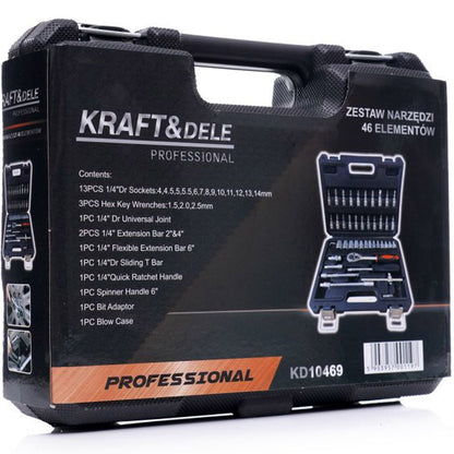 Trusa scule Kraft&Dele KD10469 46 bucati, valiza de transport inclusa