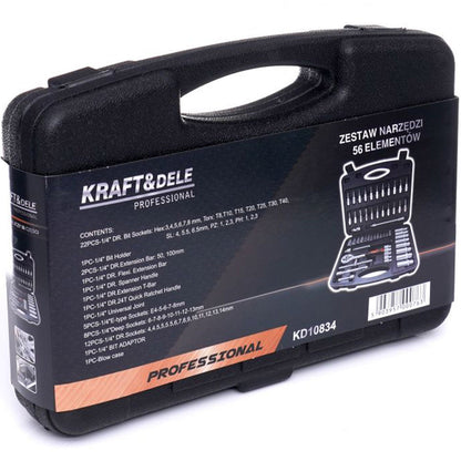 Trusa scule Kraft&Dele KD10834, 56 bucati, valiza de transport inclusa