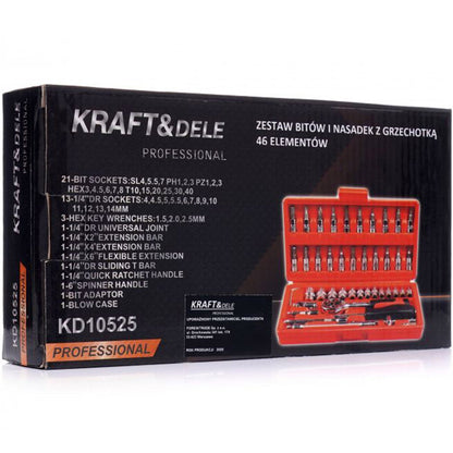 Trusa scule Kraft&Dele KD10525 46 bucati, valiza de transport inclusa