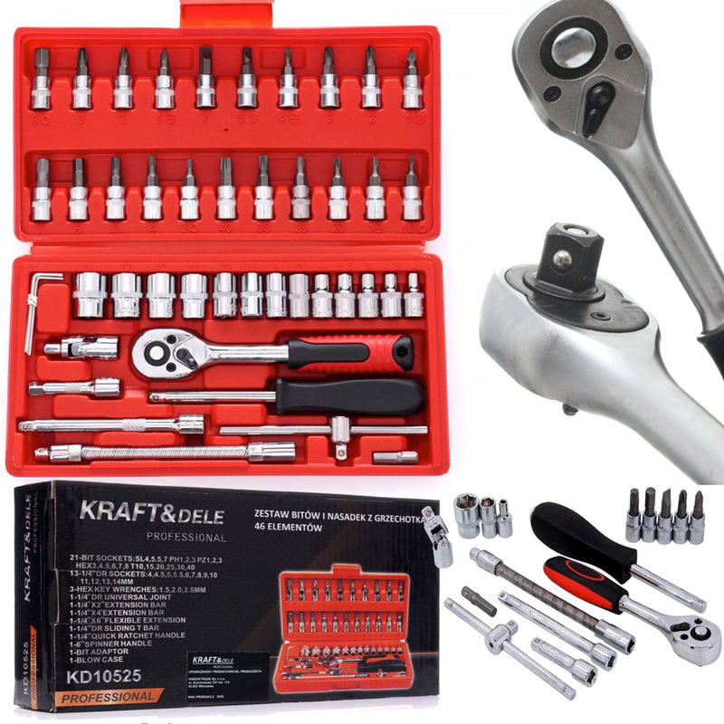 *OFERTELE-IEPURASULUI* Trusa scule / chei tubulare, KRAFTSON % Import Polonia %  10525, 46 bucati, valiza de transport inclusa