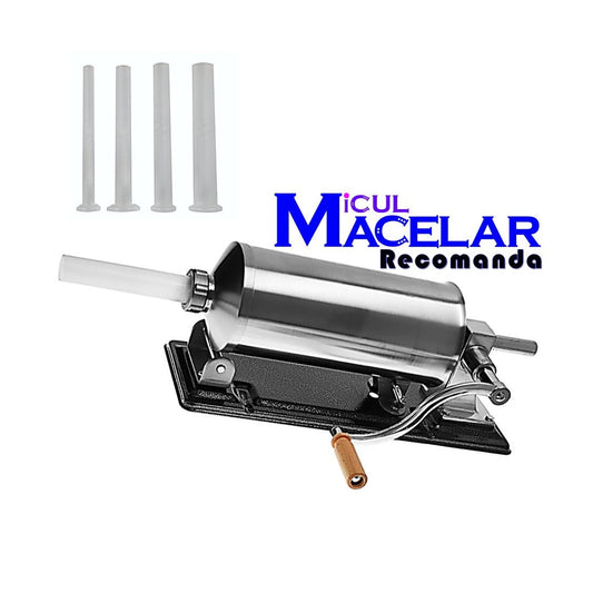 MICUL MACELAR Recomanda - Tulumba 3KG de umplut carnati si mezeluri, pozitie orizontala, EASY-FILL, Palnii incluse