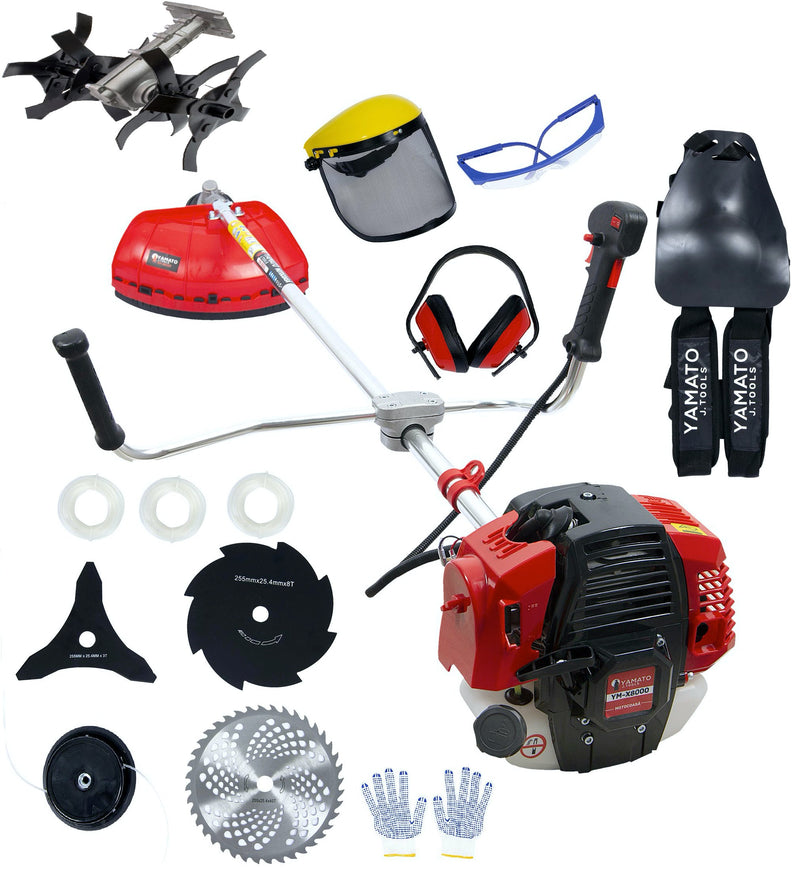 *SPRING-BuZZ* Set Motocoasa 7.2CP YAMATO® WarpSpeed X8000, 10.000 RPM, + Cultivator, 12 Accesorii Incluse, Vidia