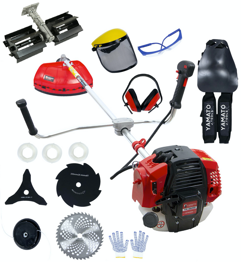 *BuZZ* Set Motocoasa 7.2CP, YAMATO® WarpSpeed X8000, 10.000 RPM, + Prasitoare, 12 Accesorii Incluse, Vidia