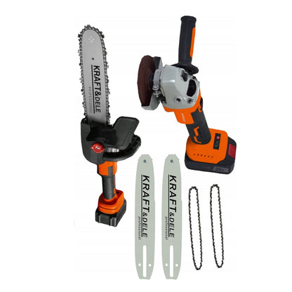 Set Polizor unghiular / Flex 20V cu 2 Acumulatori 3Ah si Adaptor tip drujba cu 2 lame si 2 lanturi, POLSKI K10624, Poza12