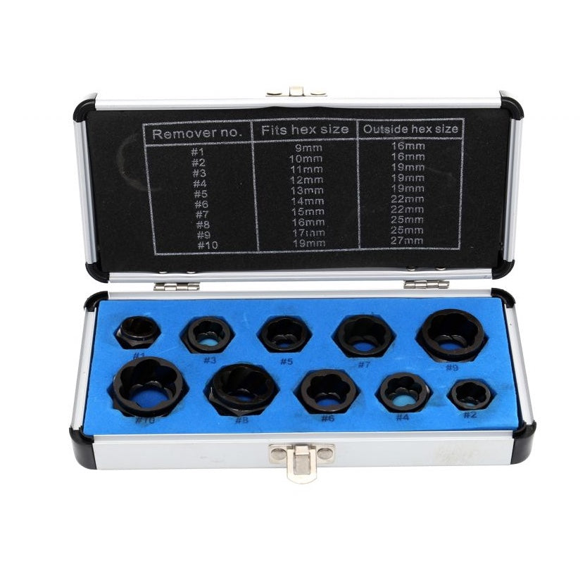 Set desfacere (extragere) suruburi sau piulite defecte, include 10 buc priza externa pentru cap surub HEX 9-19mm, POLSKI K10268, Poza1