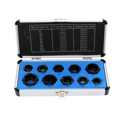 Set desfacere (extragere) suruburi sau piulite defecte, include 10 buc priza externa pentru cap surub HEX 9-19mm, POLSKI K10268, Poza1