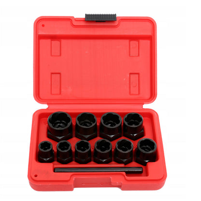 Set extractoare desfacere (extragere) suruburi sau piulite defecte, include 9 buc priza externa pentru cap surub HEX 9-19mm, POLSKI K10270, Poza1