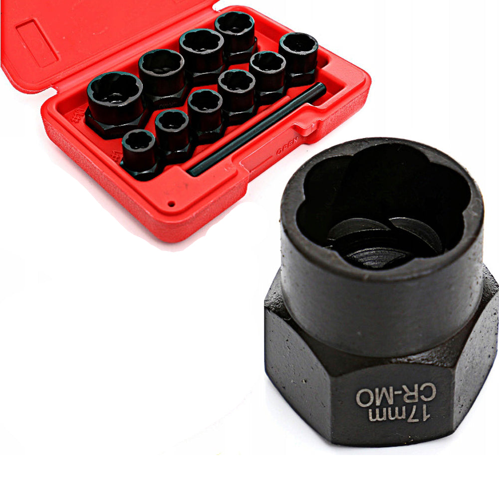 Set extractoare desfacere (extragere) suruburi sau piulite defecte, include 9 buc priza externa pentru cap surub HEX 9-19mm, POLSKI K10270, Poza2