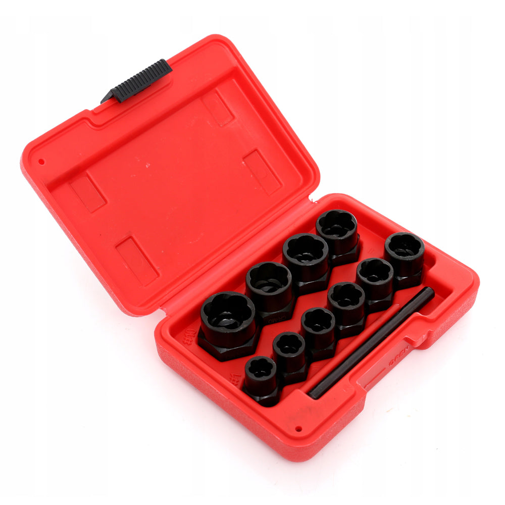 Set extractoare desfacere (extragere) suruburi sau piulite defecte, include 9 buc priza externa pentru cap surub HEX 9-19mm, POLSKI K10270, Poza4