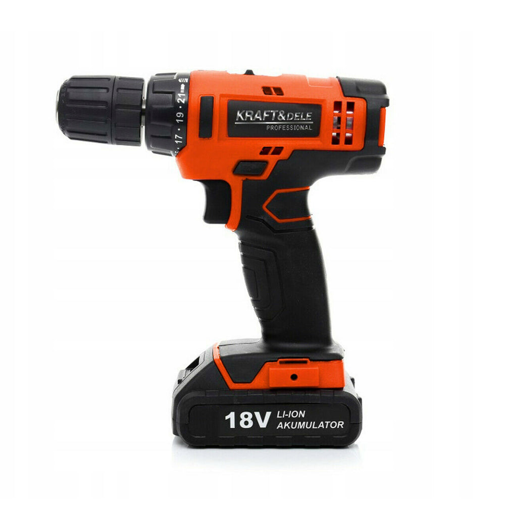 Set masina insurubat si gaurit cu acumulator 18V, include burghie, biti si cutie depozitare, POLSKI K1572, Poza2