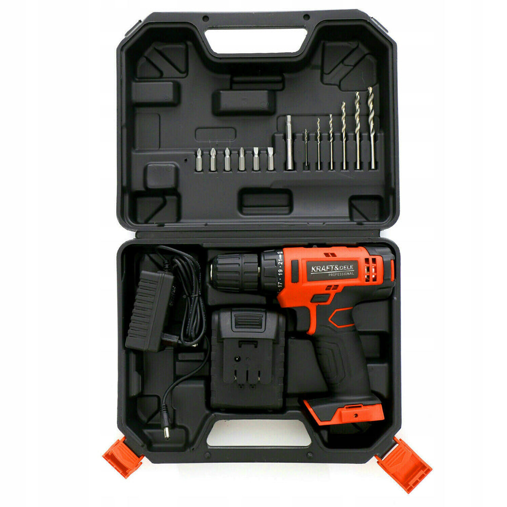 Set masina insurubat si gaurit cu acumulator 18V, include burghie, biti si cutie depozitare, POLSKI K1572, Poza9